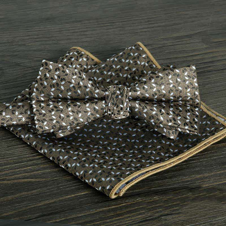2Pcs Men's Flower Dots Formal Wedding Bow Tie Set - Style #10 - image 12