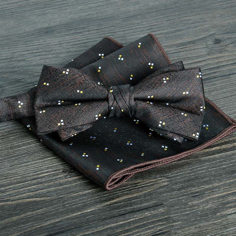 2Pcs Men's Flower Dots Formal Wedding Bow Tie Set - Style #1 - image 1