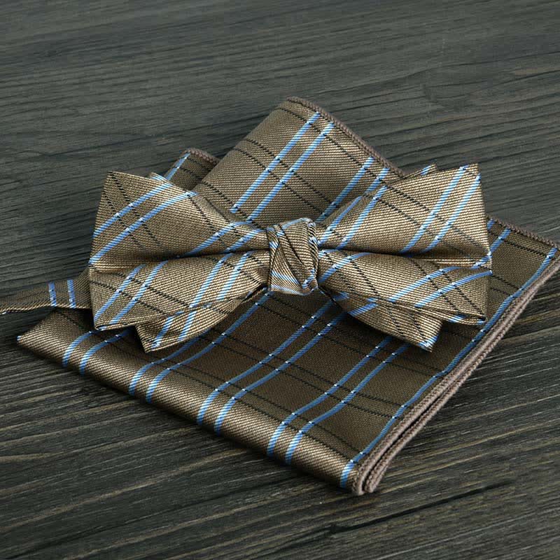 2Pcs Men's Flower Dots Formal Wedding Bow Tie Set