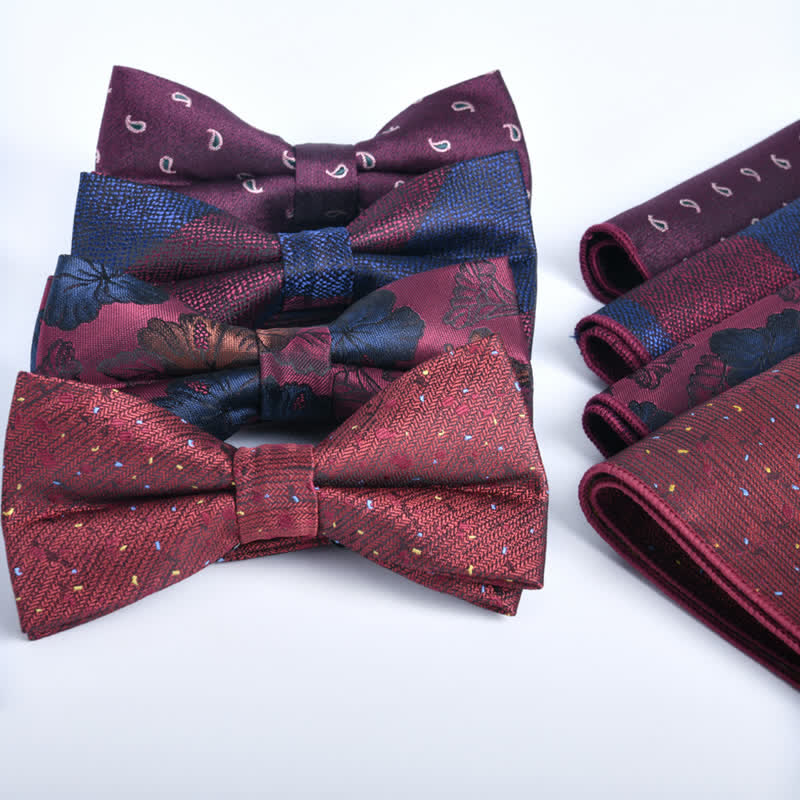 2Pcs Men's Burgundy Formal Business Bow Tie Set - image 1