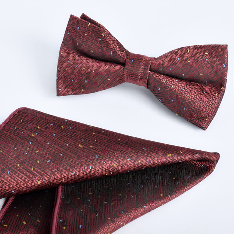 2Pcs Men's Burgundy Formal Business Bow Tie Set - Style #1 - image 0