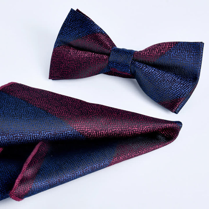 2Pcs Men's Burgundy Formal Business Bow Tie Set - Style #3 - image 3