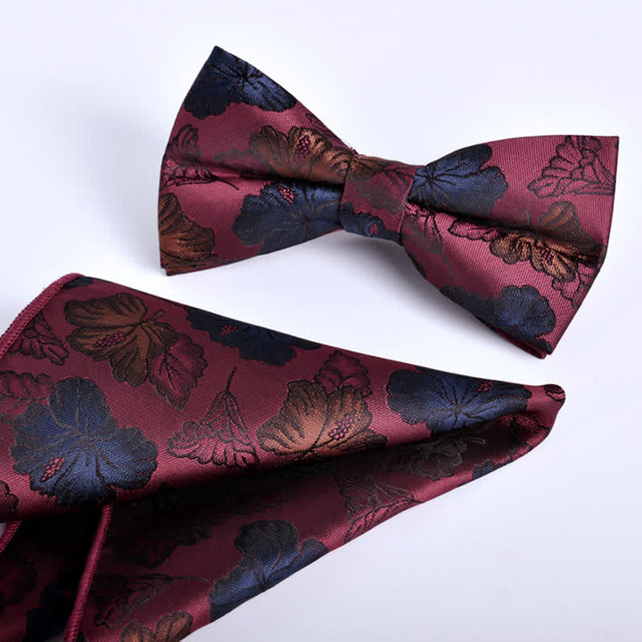 2Pcs Men's Burgundy Formal Business Bow Tie Set - Style #2 - image 2