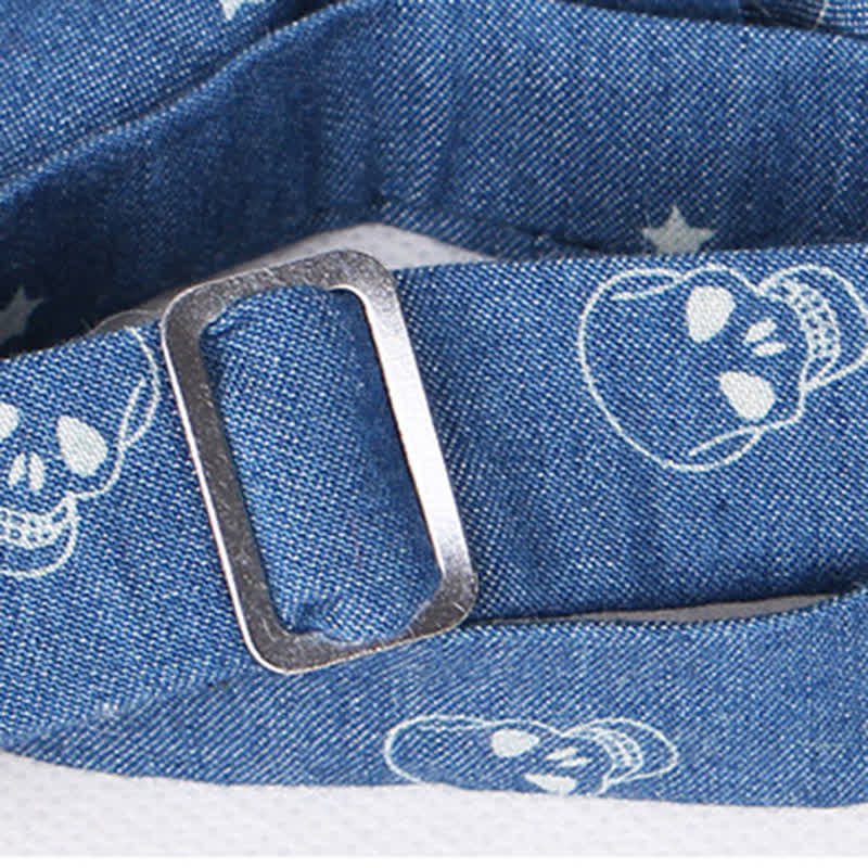 Men's British Style Blue Fish Bone Skull Print Cotton Bow Tie - image 5