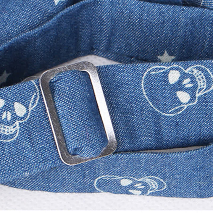 Men's British Style Blue Fish Bone Skull Print Cotton Bow Tie - image 5