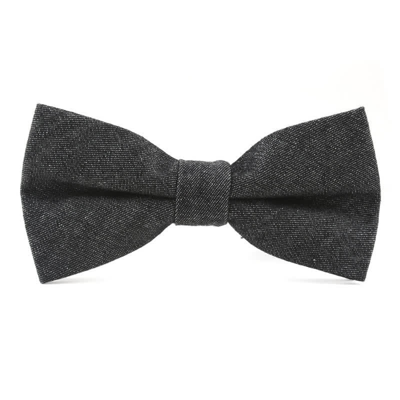 Men's Solid Color Twill Denim Cotton Bow Tie - Black - image 1