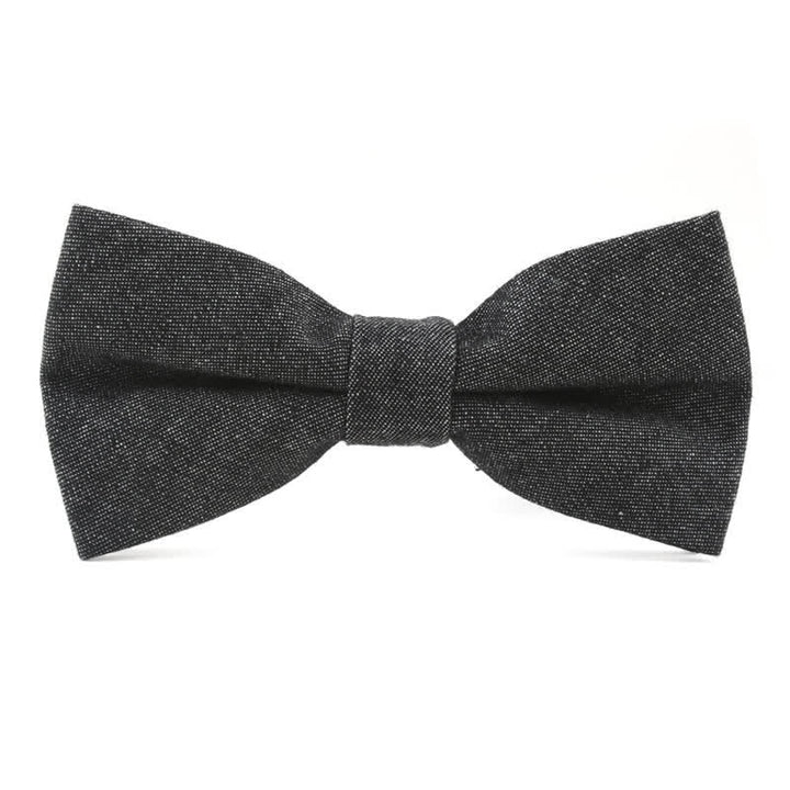Men's Solid Color Twill Denim Cotton Bow Tie - Black - image 1