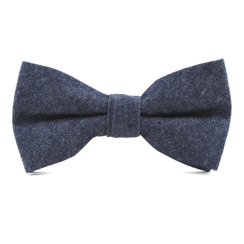 Men's Solid Color Twill Denim Cotton Bow Tie - Gray - image 5