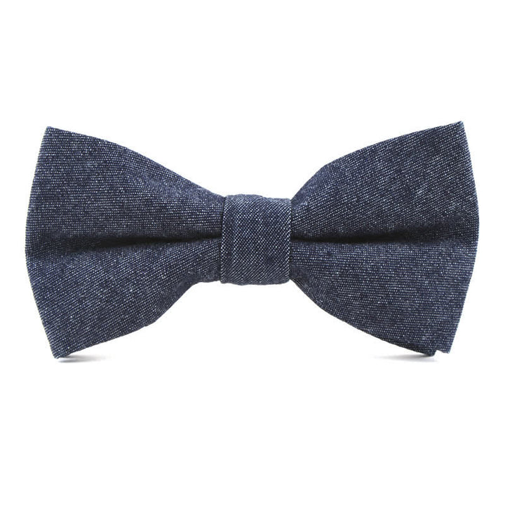 Men's Solid Color Twill Denim Cotton Bow Tie - Gray - image 5
