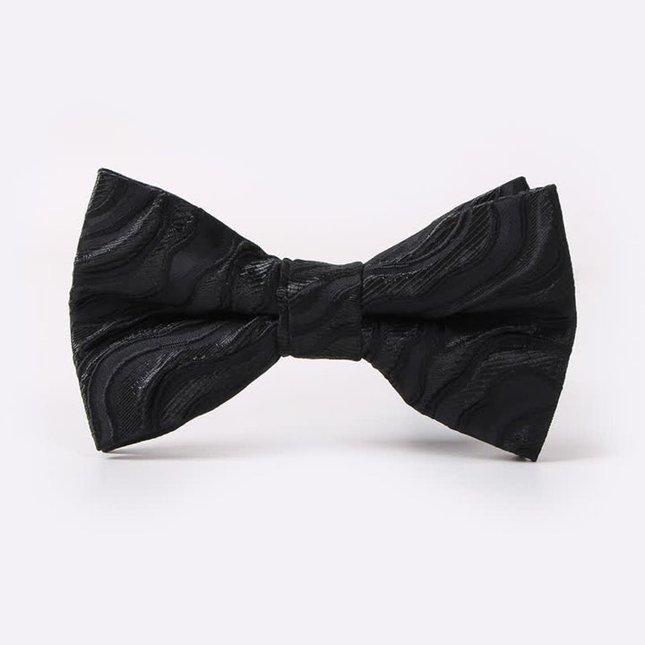 Men's Ocean Wave Printed Double Layered Bow Tie - Black - image 6