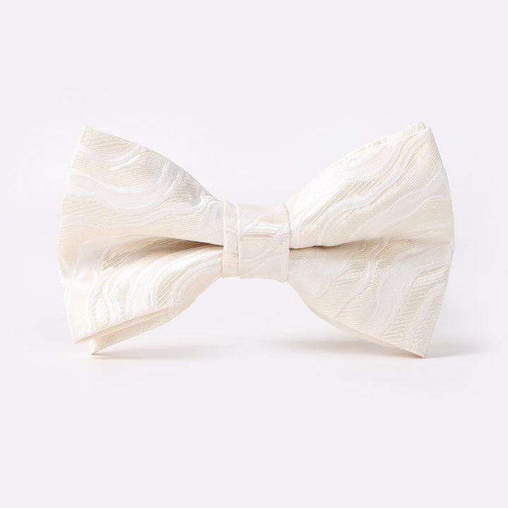 Men's Ocean Wave Printed Double Layered Bow Tie - White - image 5