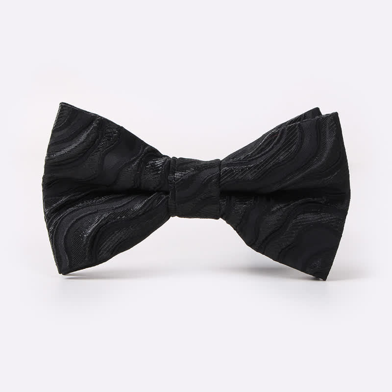 Men's Ocean Wave Printed Double Layered Bow Tie - Black - image 6