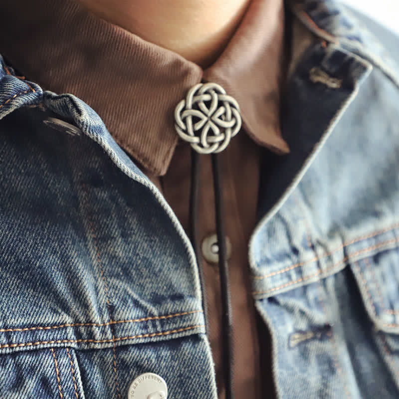 Vintage Celtic Knot Hollow Exotic Bolo Tie - image 0