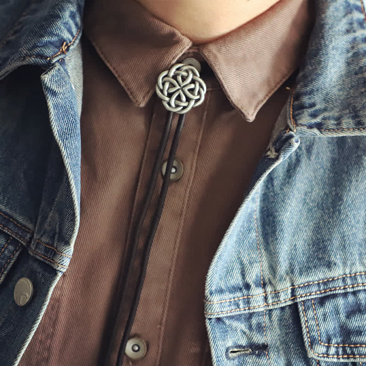 Vintage Celtic Knot Hollow Exotic Bolo Tie - image 2