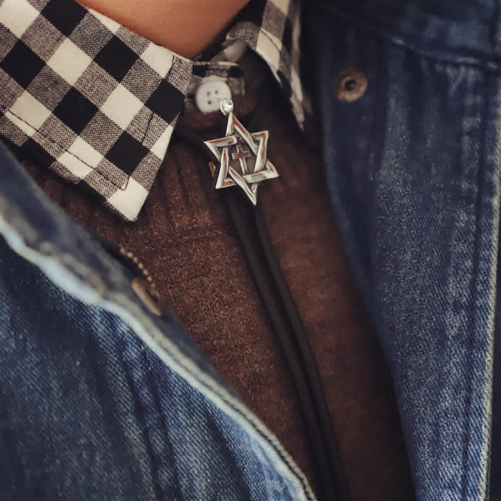 Lucky Charm Hexagram Star Bolo Tie - image 0