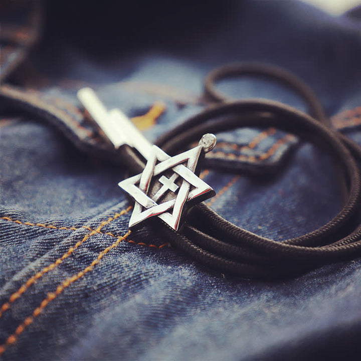 Lucky Charm Hexagram Star Bolo Tie - image 2