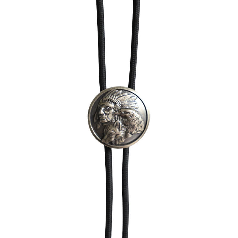 Cowboy Carving Indian Cheif Head Bolo Tie - image 9