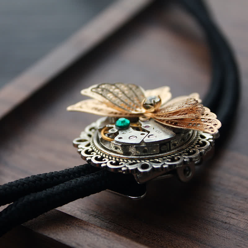 Steampunk 3D Butterfly Pendant Bolo Tie - Green - Rope - image 8