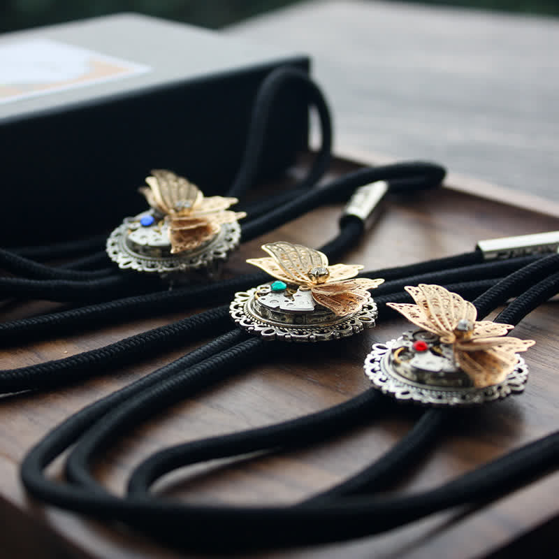 Steampunk 3D Butterfly Pendant Bolo Tie - image 1