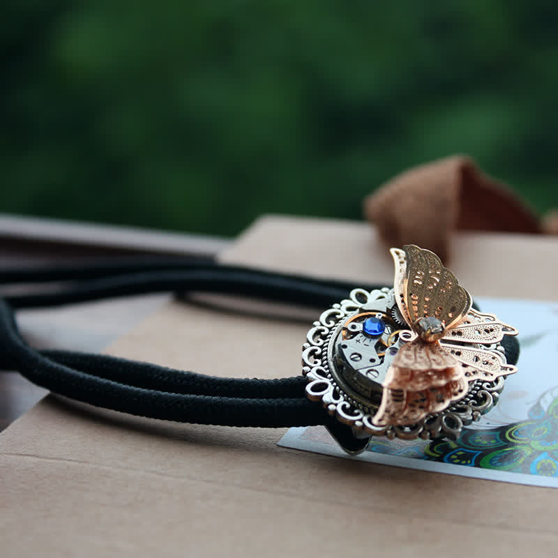 Steampunk 3D Butterfly Pendant Bolo Tie - image 0