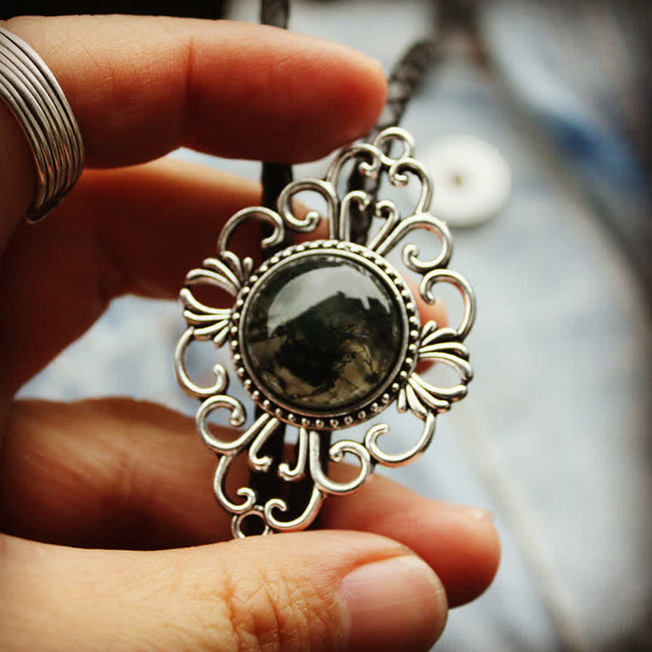 Unique Art Stone Medallion Pendant Bolo Tie - image 3