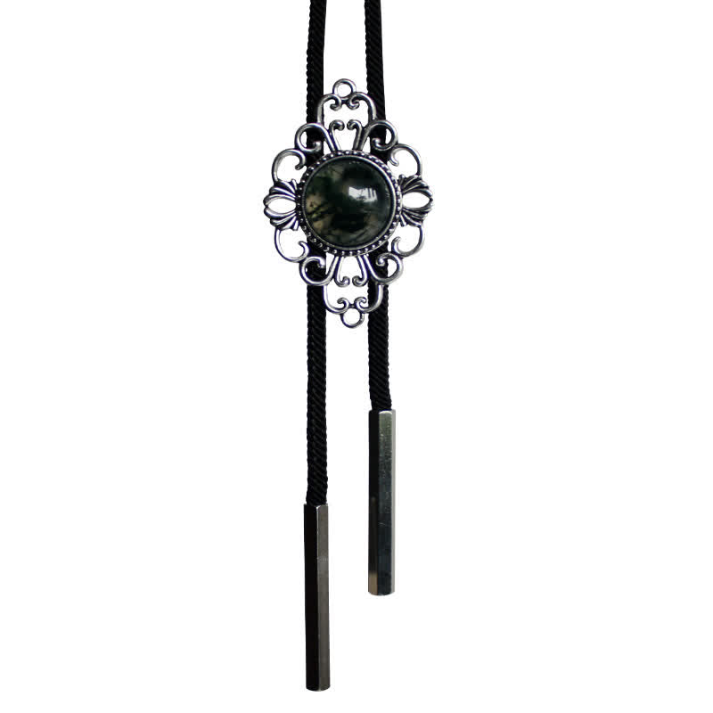 Unique Art Stone Medallion Pendant Bolo Tie - image 4