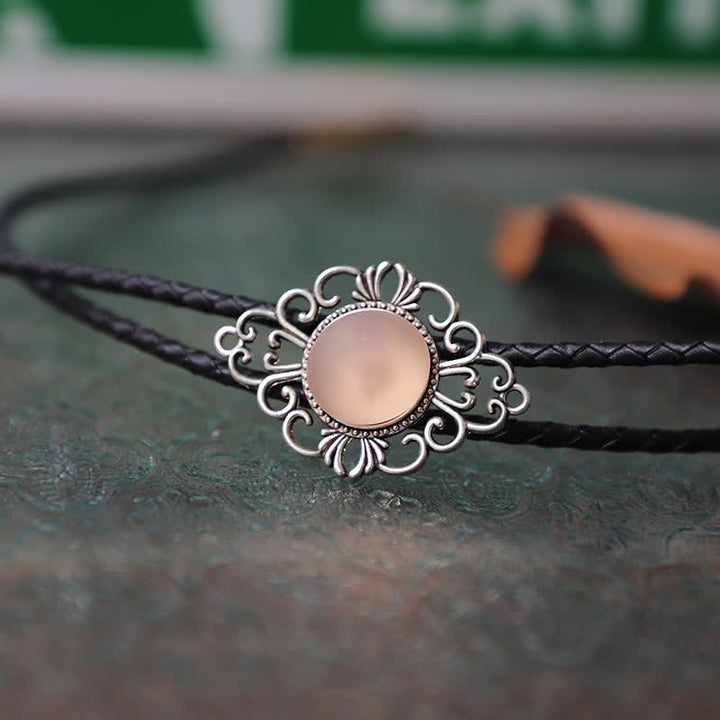 Artsy Faux Coloured Glaze Pendant Bolo Tie - Pink - PU Leather - image 9
