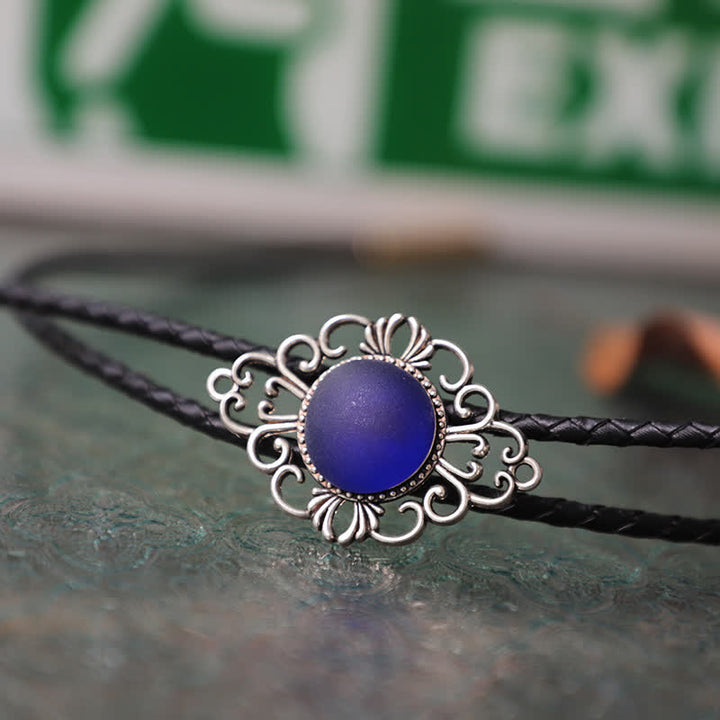 Artsy Faux Coloured Glaze Pendant Bolo Tie - Purple - PU Leather - image 7