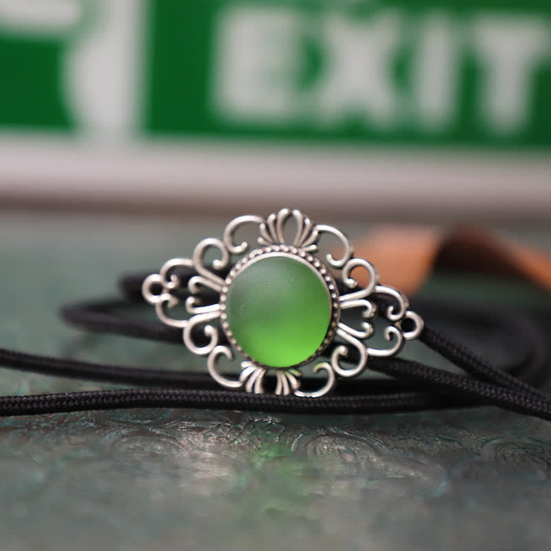 Artsy Faux Coloured Glaze Pendant Bolo Tie - Green - Rope - image 6