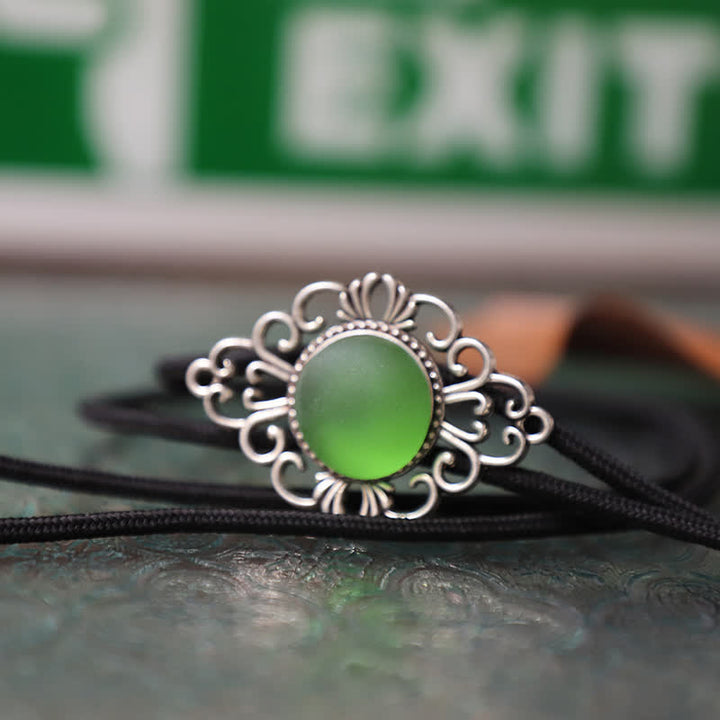 Artsy Faux Coloured Glaze Pendant Bolo Tie - Green - Rope - image 6