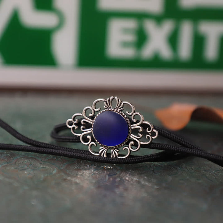 Artsy Faux Coloured Glaze Pendant Bolo Tie - Purple - Rope - image 8