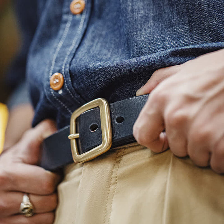 Men's Retro Ancient Floral Printed Cloth Leather Belt - image 4