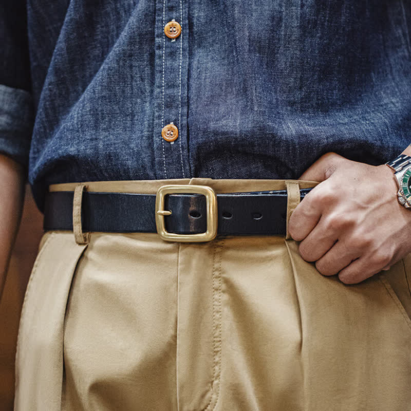 Men's Retro Ancient Floral Printed Cloth Leather Belt - image 1