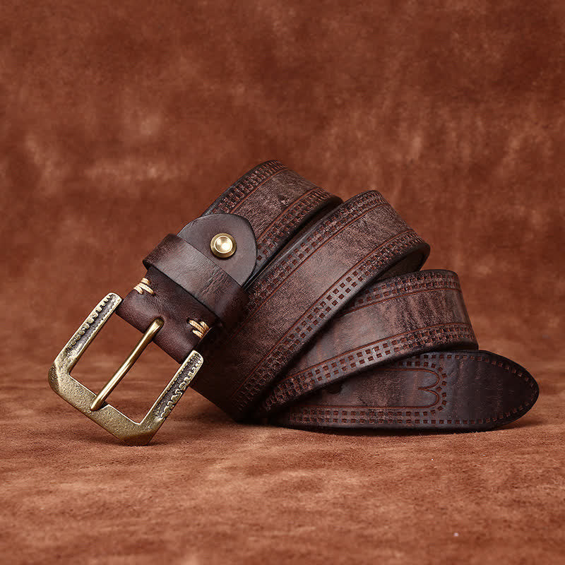 Men's Retro Distressed Casual Jean Leather Belt - image 6
