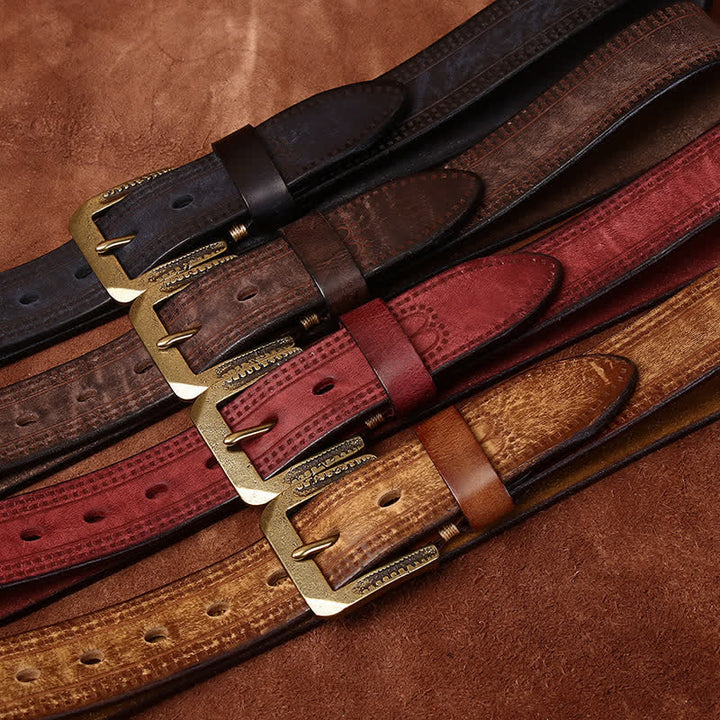 Men's Retro Distressed Casual Jean Leather Belt - image 1