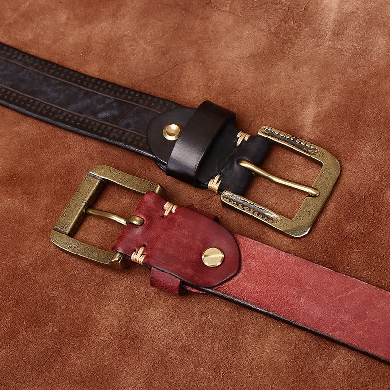 Men's Retro Distressed Casual Jean Leather Belt - image 2