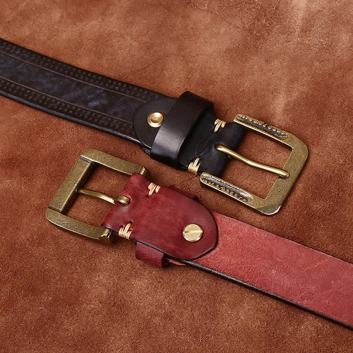 Men's Retro Distressed Casual Jean Leather Belt - image 2