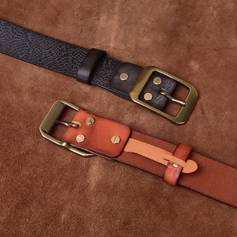 Men's Crocodile Print Full Grain Leather Belt - image 2