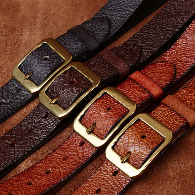 Men's Crocodile Print Full Grain Leather Belt - image 1