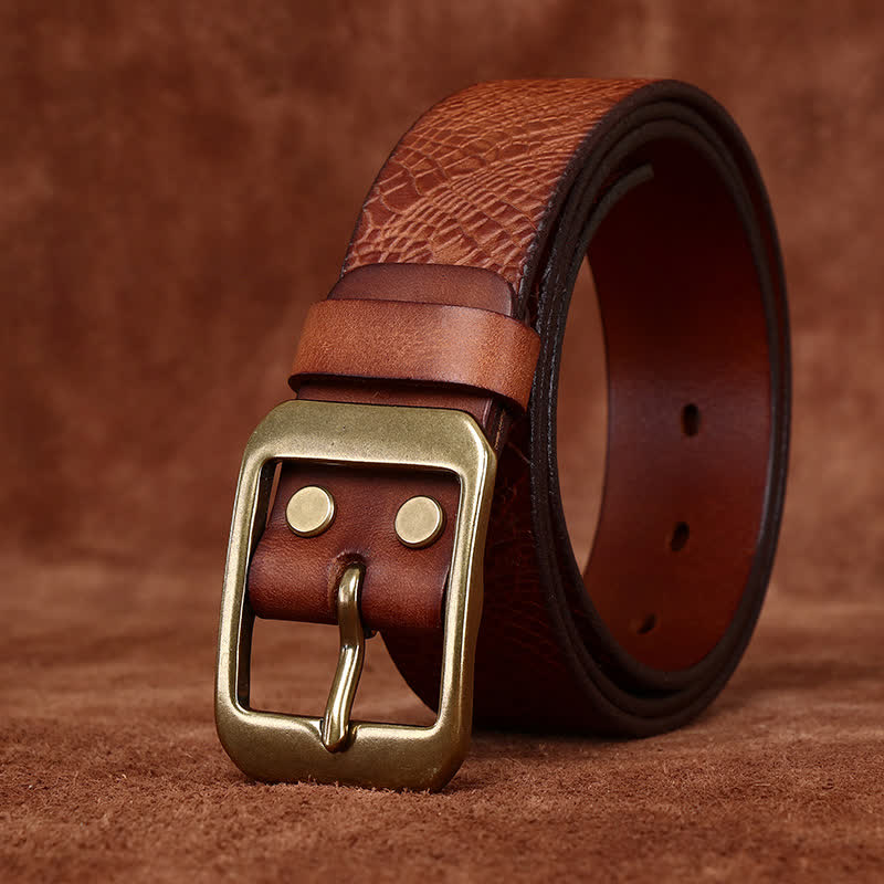 Men's Crocodile Print Full Grain Leather Belt - image 10