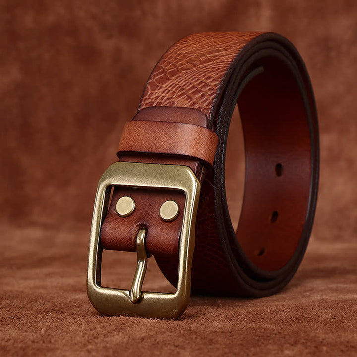 Men's Crocodile Print Full Grain Leather Belt - image 10