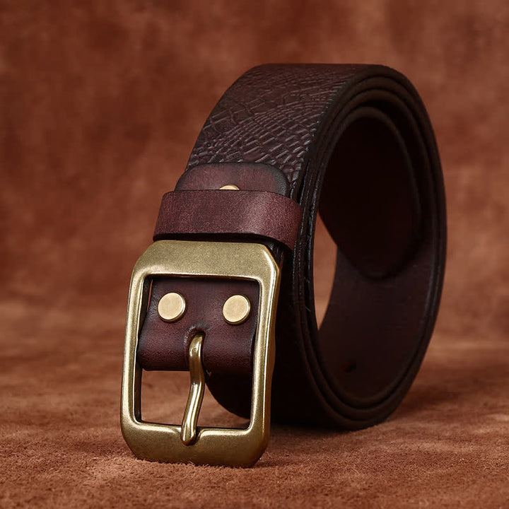 Men's Crocodile Print Full Grain Leather Belt - image 4