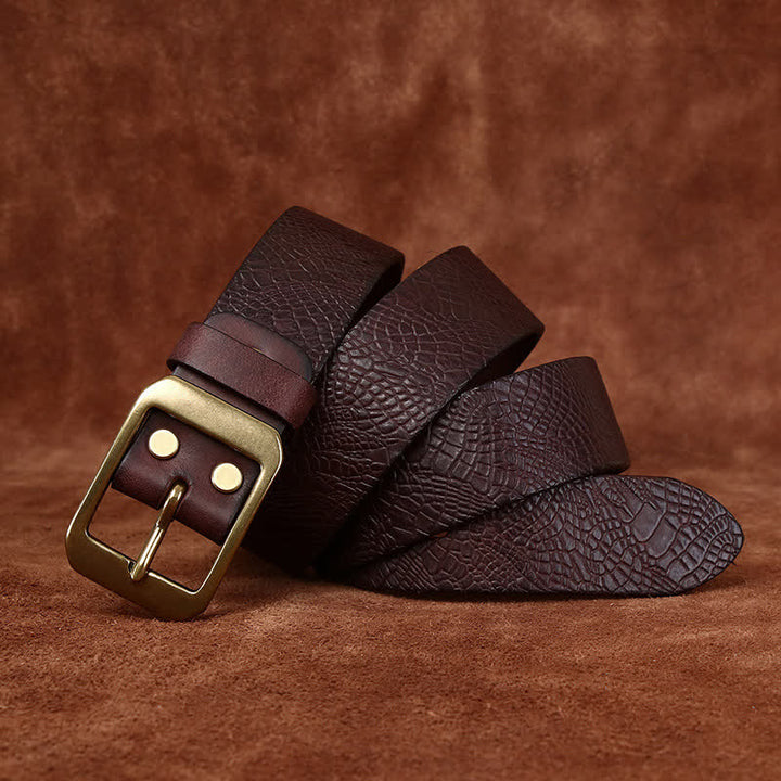 Men's Crocodile Print Full Grain Leather Belt - image 3