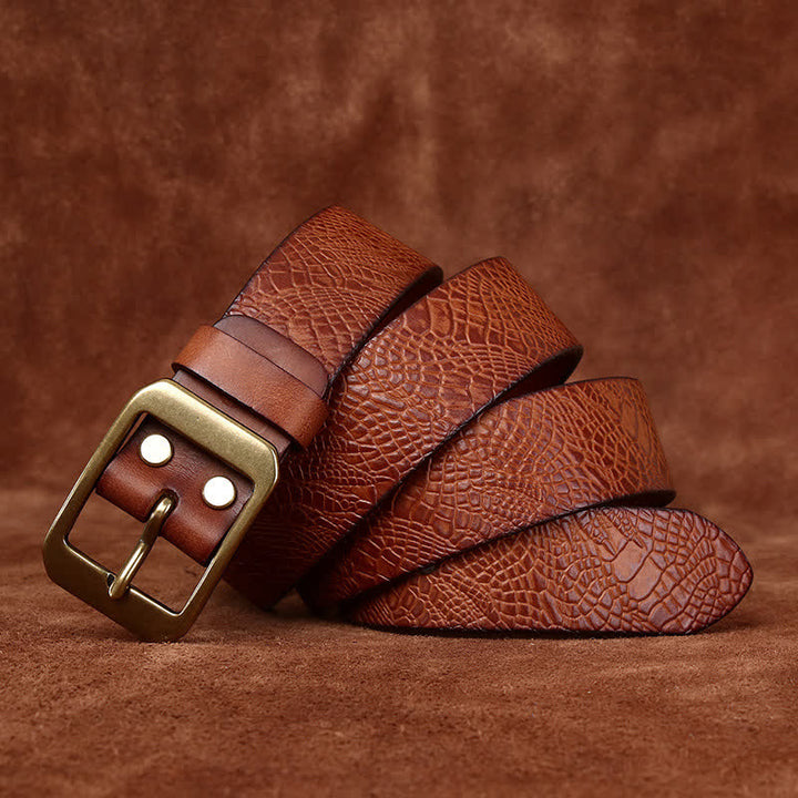 Men's Crocodile Print Full Grain Leather Belt - image 9