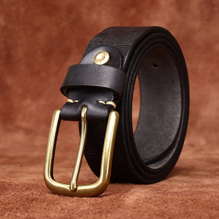 Men's Laser Engraving Diamond Pattern Leather Belt - image 10