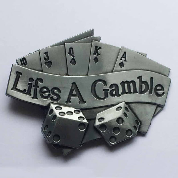 Men's DIY Life's A Gamble Poker Buckle Leather Belt - image 2