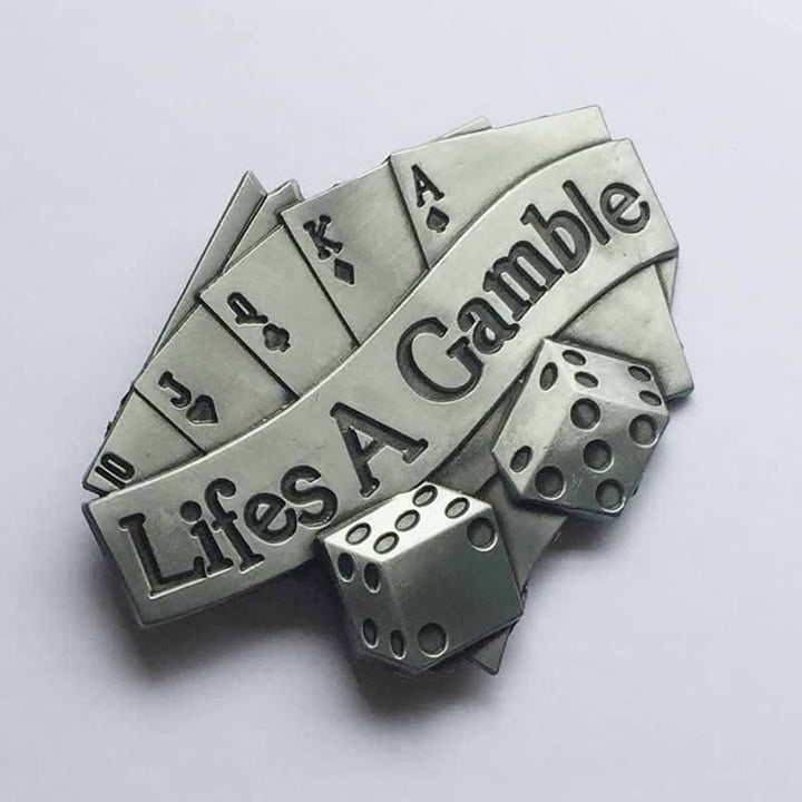 Men's DIY Life's A Gamble Poker Buckle Leather Belt - image 3