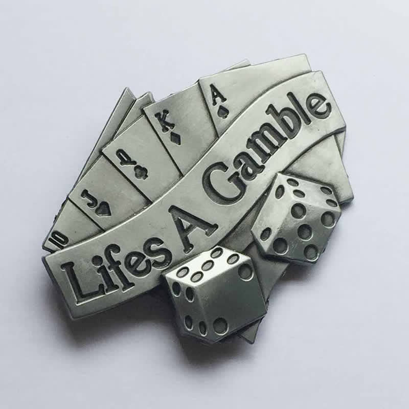 Men's DIY Life's A Gamble Poker Buckle Leather Belt - image 3
