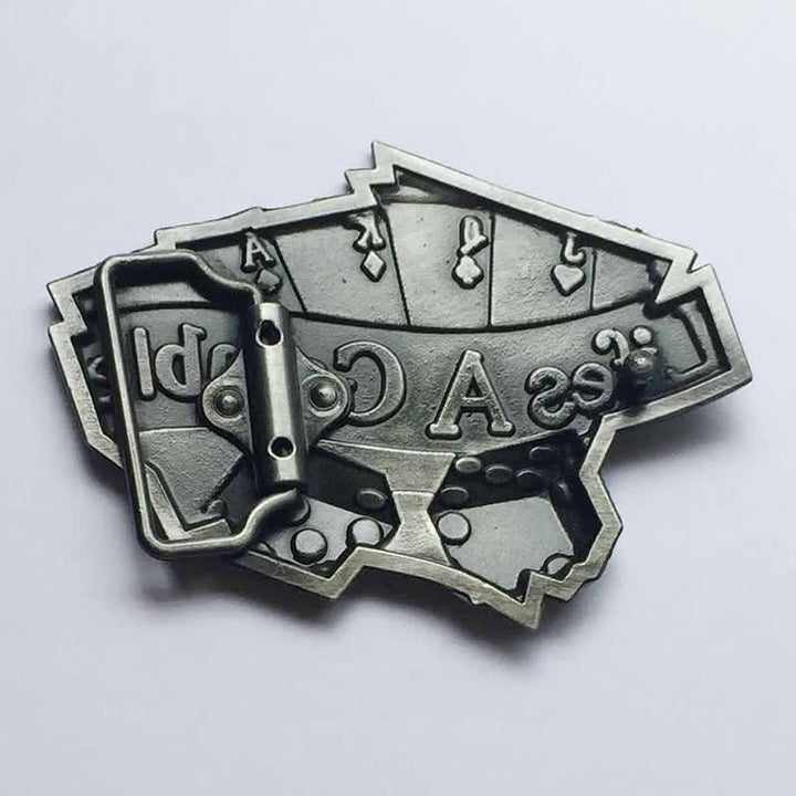 Men's DIY Life's A Gamble Poker Buckle Leather Belt - image 1