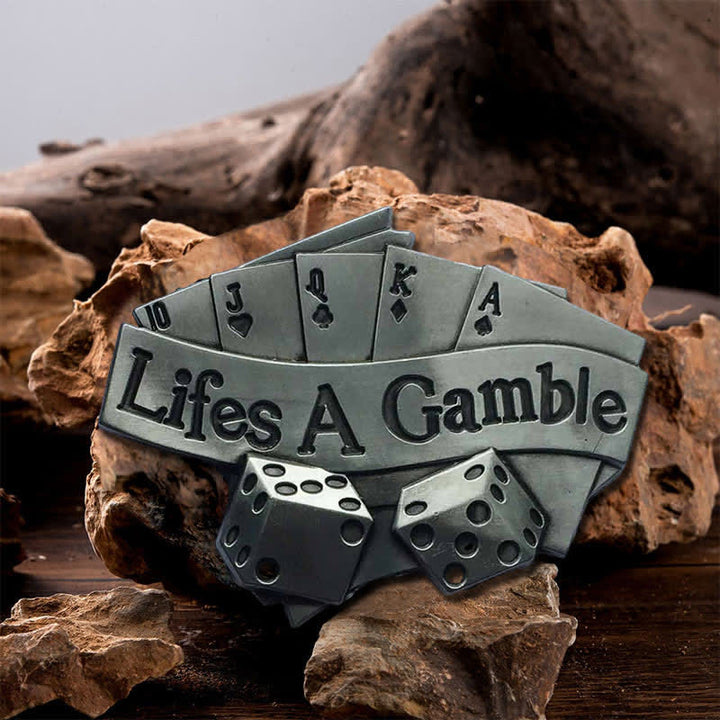 Men's DIY Life's A Gamble Poker Buckle Leather Belt - Poker - Without Belt - image 0